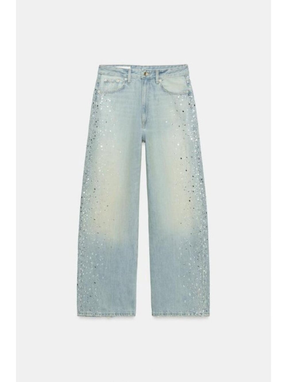 ZARA TRF RHINESTONE WIDE-LEG JEANS 8727/216/400